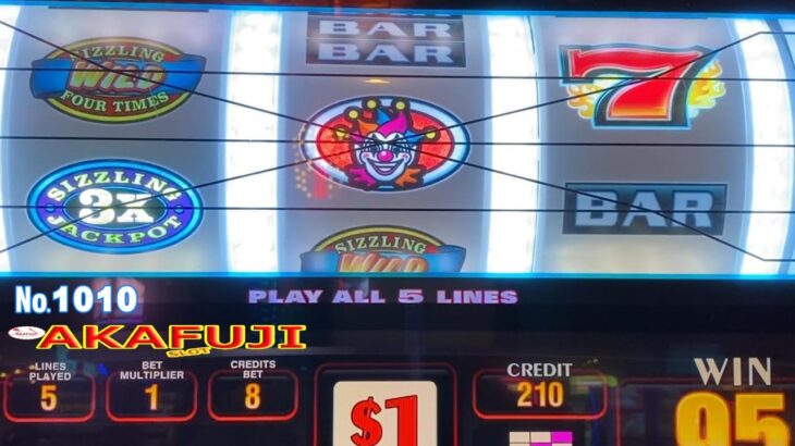 SIZZLING WILD slot machine Max Bet $8, 3 Reel @ BARONA CASINO ② 赤富士スロット やばっ②