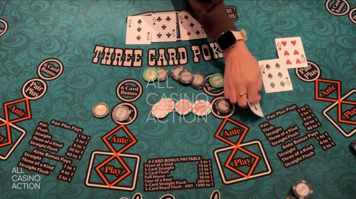 TRIPS THEN A STRAIGHT FLUSH WINNING $8000 ON BACK TO BACK 3 CARD POKER HANDS!! OMG!!