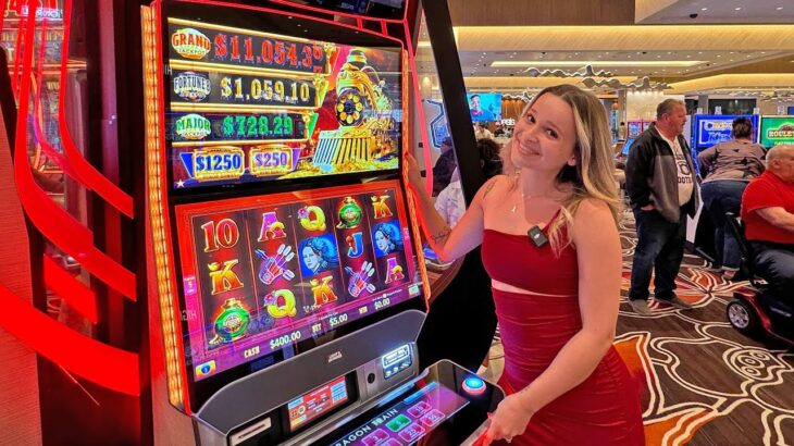 Gorgeous Woman Wins Big In The Casino On DRAGON TRAIN!