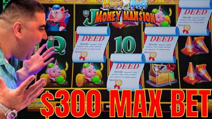 $300 Max Bets & JACKPOTS On Huff N Puff Money Mansion !