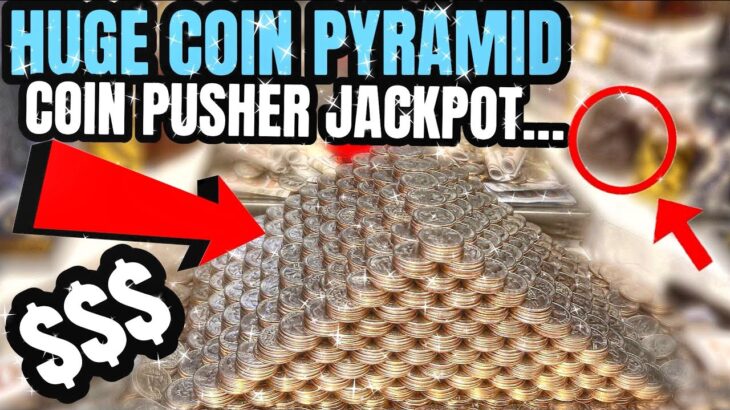 RECORD QUARTER PYRAMID… CRASHES DOWN INSIDE THE CASINO HIGH LIMIT COIN PUSHER MACHINE MEGA JACKPOT!